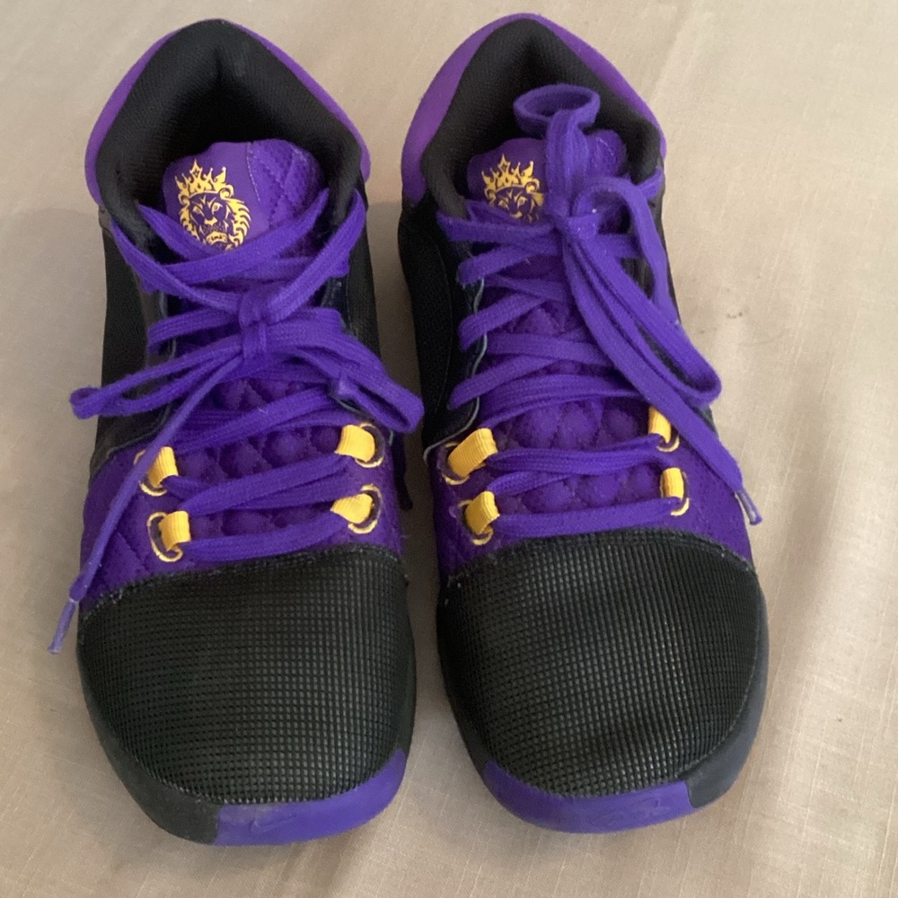 Nike Black and Purple Sneakers with Gold Details